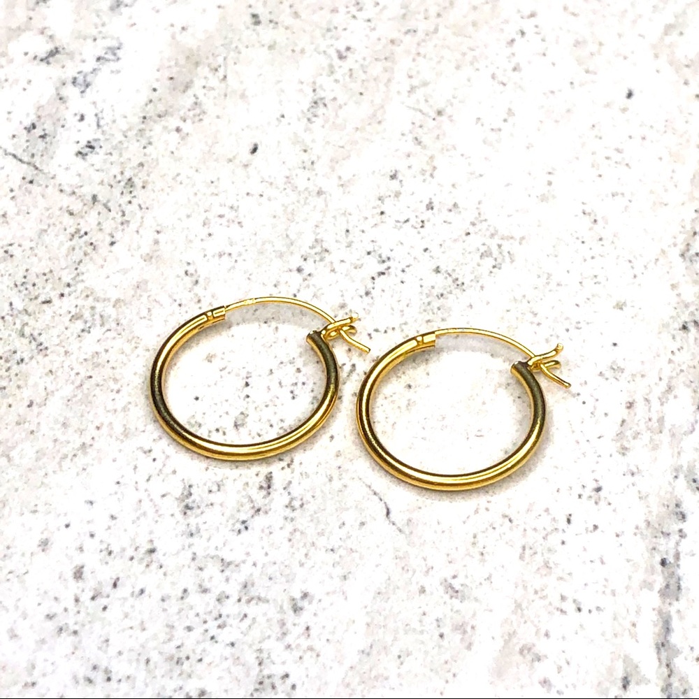 925 Sterling Silver 18mm Gold Hoop Earrings